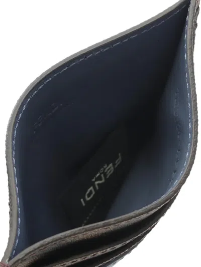 Pre-owned Fendi 2010-2025 Ff Logo Case Card Holder In Blue