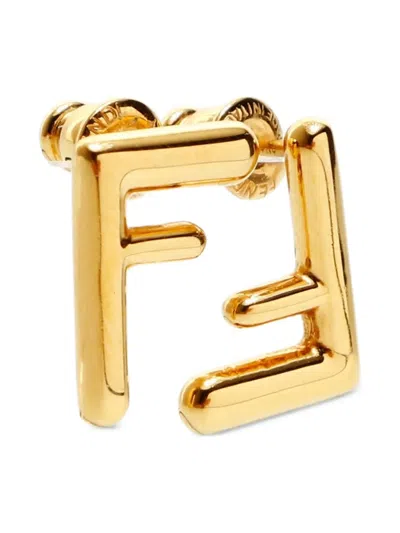 Pre-owned Fendi 2010-2025 Ff-motif Earrings In Gold