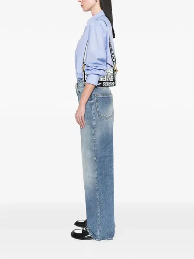 Pre-owned Fendi 2010-2025 Joshua Vides California Sky Medium Embossed Leather Baguette Satchel In White