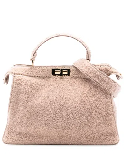 Pre-owned Fendi 2010-2025 Large Shearling Peekaboo Iseeu Satchel In Pink