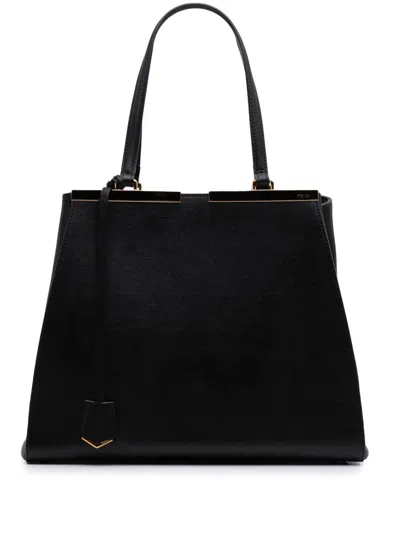 Pre-owned Fendi 2010-2025 Large Vitello Elite 3jours Tote Bag In Black