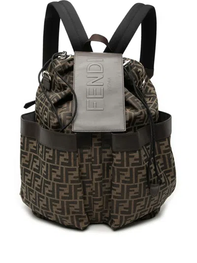 Pre-owned Fendi 2010-2025 Large Zucca Canvas Strike Backpack In Brown