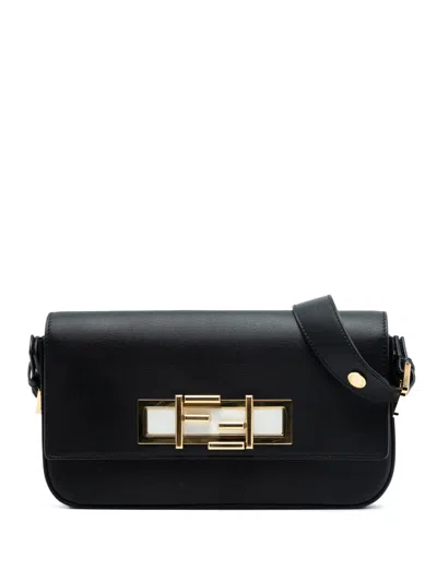 Pre-owned Fendi 2010-2025 Leather 3baguette Shoulder Bag In Black