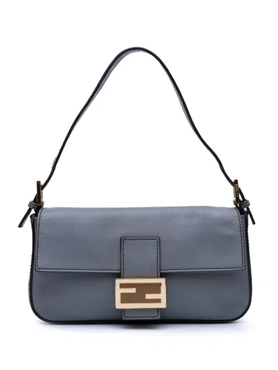Pre-owned Fendi 2010-2025 Leather Baguette Satchel In Blue