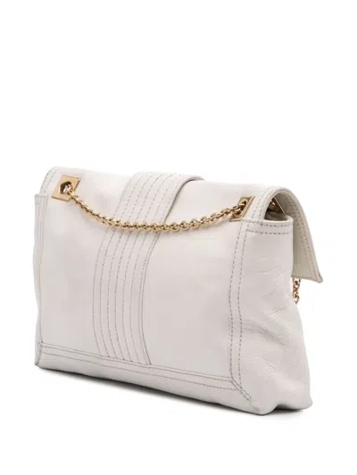 Pre-owned Fendi 2010-2025 Leather Chain Baguette Crossbody Bag In White