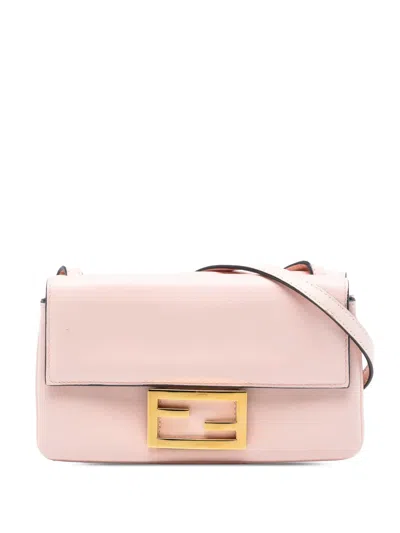 Pre-owned Fendi 2010-2025 Leather Duo Baguette Crossbody Bag In Pink