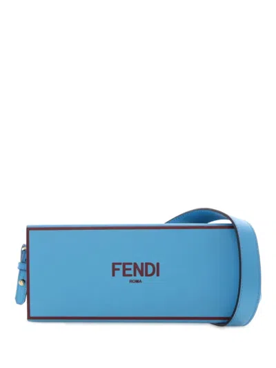 Pre-owned Fendi 2010-2025 Leather Horizontal Box Crossbody Bag In Blue
