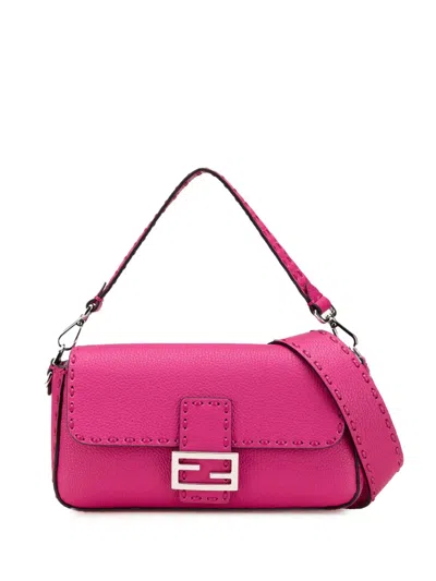Pre-owned Fendi 2010-2025 Leather Selleria Baguette Satchel