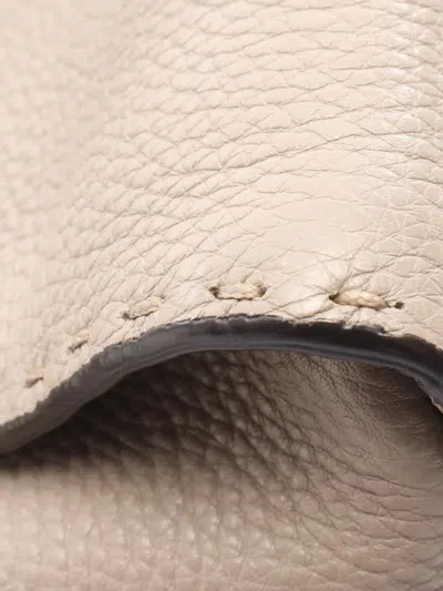 Pre-owned Fendi 2010-2025 Leather Selleria Peekaboo Iconic Satchel In Gray