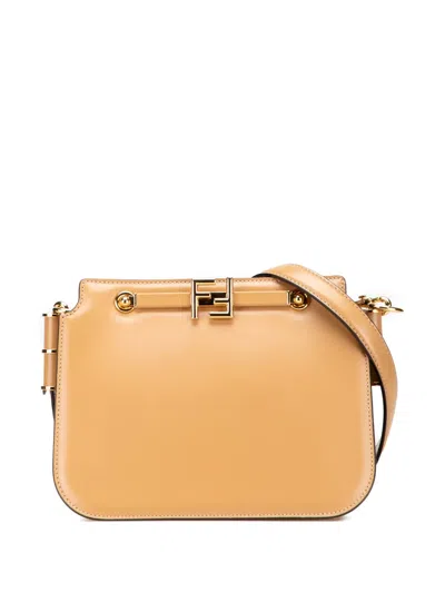 Pre-owned Fendi 2010-2025 Leather Touch Crossbody Bag In Brown