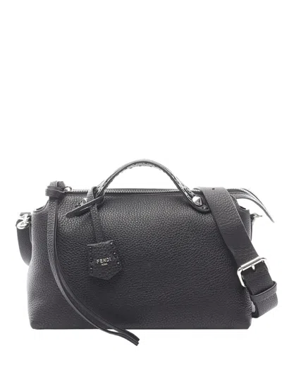 Pre-owned Fendi 2010-2025 Medium Leather By The Way Satchel In Black