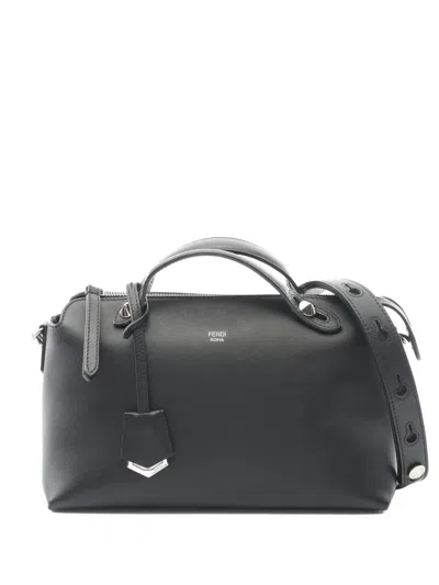 Pre-owned Fendi 2010-2025 Medium Leather By The Way Satchel In Black