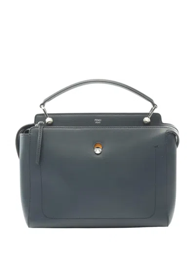 Pre-owned Fendi 2010-2025 Medium Leather Dotcom Satchel In Blue