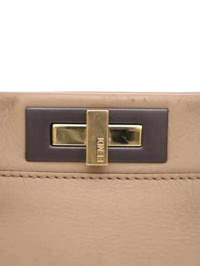 Pre-owned Fendi 2010-2025 Medium Leather Peekaboo Iconic Satchel In Brown