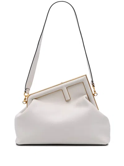 Pre-owned Fendi 2010-2025 Medium Nappa  First Shoulder Bag In White