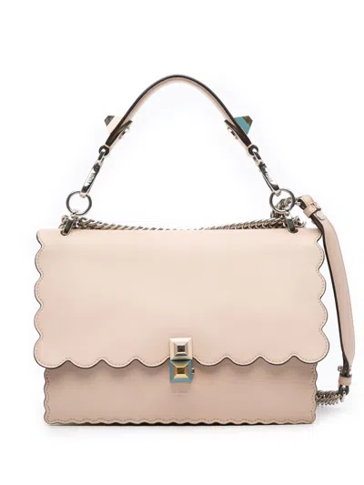 Pre-owned Fendi 2010-2025 Medium Scalloped Leather Kan I Satchel In Pink