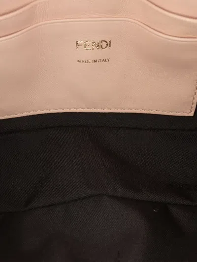 Pre-owned Fendi 2010-2025 Mini Bicolor Nappa Apolo Chain Baguette Shoulder Bag In Pink