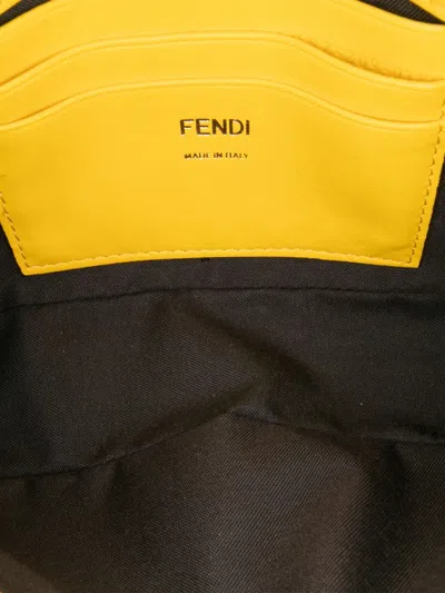 Pre-owned Fendi 2010-2025 Mini Bicolor Nappa Apolo Chain Baguette Shoulder Bag In White