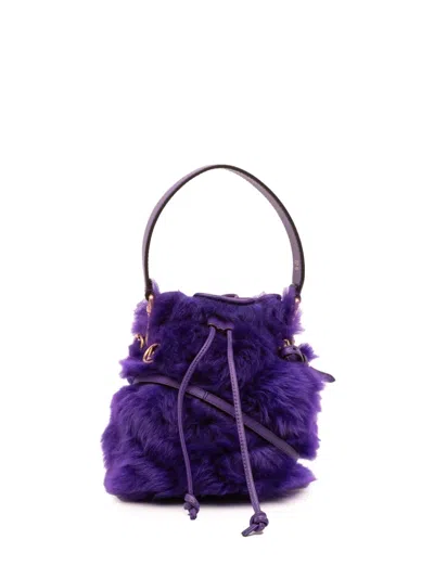 Pre-owned Fendi 2010-2025 Mini Fur Mon Tresor Bucket Bag In Purple