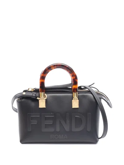 Pre-owned Fendi 2010-2025 Mini Leather By The Way Satchel In Black