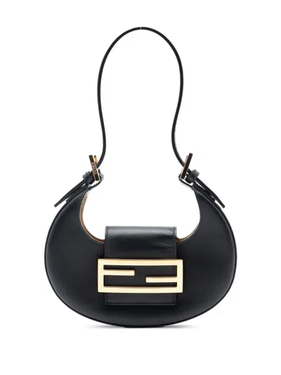 Pre-owned Fendi 2010-2025 Mini Leather Cookie Hobo Bag In Black