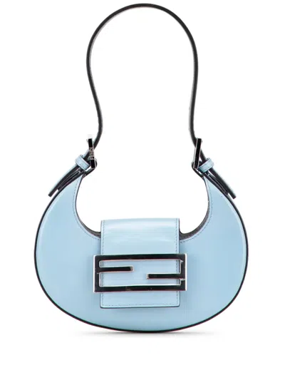 Pre-owned Fendi 2010-2025 Mini Leather Cookie Hobo Bag In Blue
