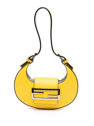Pre-owned Fendi 2010-2025 Mini Leather Cookie Hobo Bag In Yellow