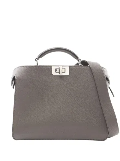 Pre-owned Fendi 2010-2025 Mini Leather Peekaboo Iseeu Satchel In Brown