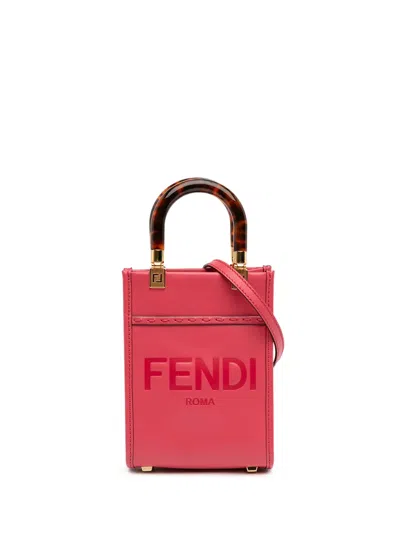 Pre-owned Fendi 2010-2025 Mini Leather Sunshine Shopper Tote Satchel In Pink