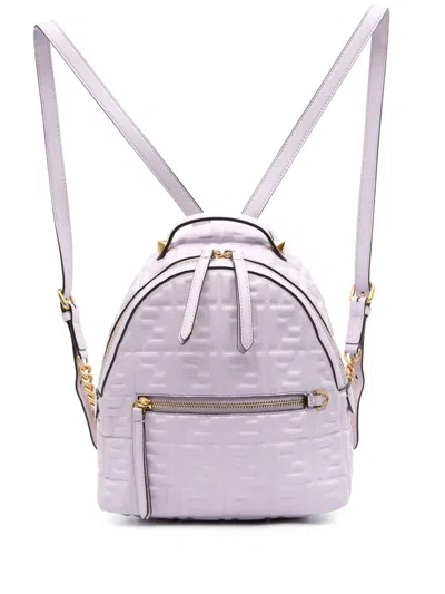 Pre-owned Fendi 2010-2025 Mini Zucca Embossed Leather By The Way Backpack