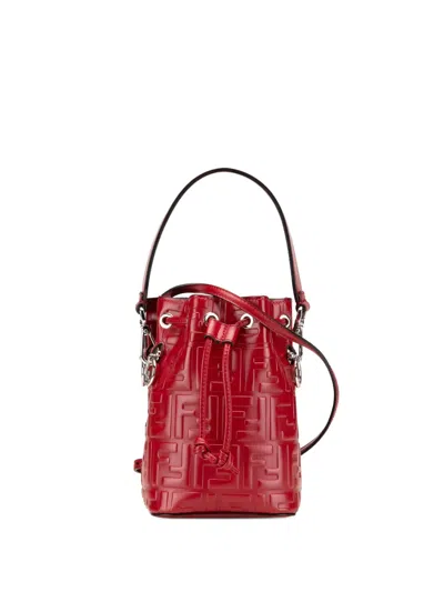 Pre-owned Fendi 2010-2025 Mini Zucca Embossed Leather Mon Tresor Bucket Bag Satchel