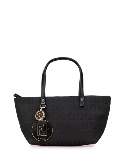 Pre-owned Fendi 2010-2025 Mini Zucchino Canvas Handbag In Black