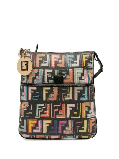 Pre-owned Fendi 2010-2025 Multicolor Zucca Spalmati Forever Crossbody Bag In Black