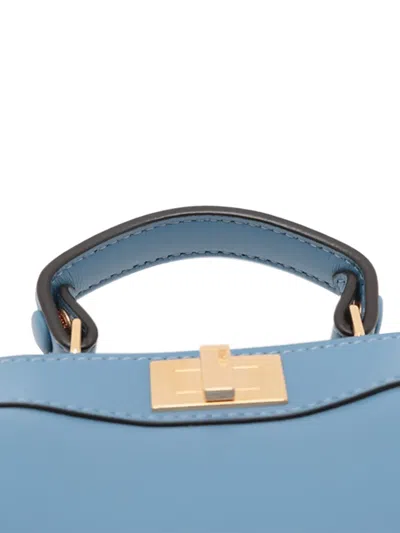 Pre-owned Fendi 2010-2025 Nano Nappa Peekaboo Satchel In Blue