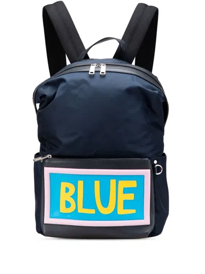 Pre-owned Fendi 2010-2025 Nylon Vocabulary Blue Backpack