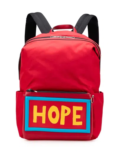 Pre-owned Fendi 2010-2025 Nylon Vocabulary Hope Backpack In Red