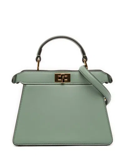 Pre-owned Fendi 2010-2025 Petite Leather Peekaboo Iseeu Satchel In Green
