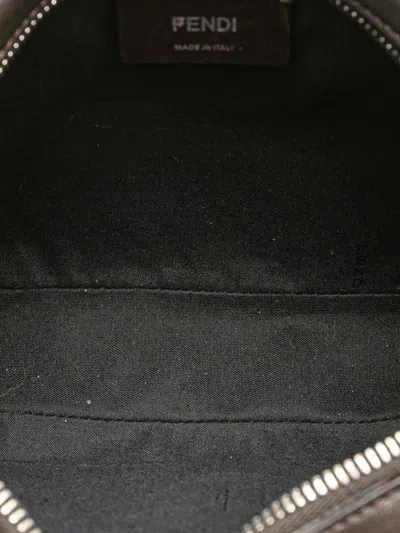 Pre-owned Fendi 2010-2025 Shiny Glazed Fabric Ff 1974 Logo Camera Bag Crossbody Bag In Brown