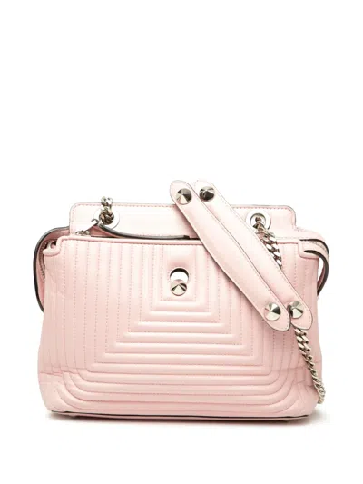 Pre-owned Fendi 2010-2025 Small Lambskin Dotcom Click Shoulder Bag In Pink