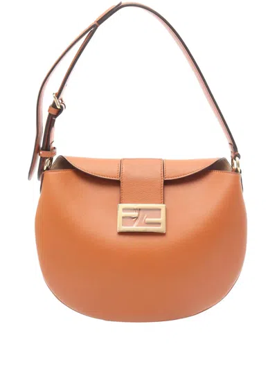 Pre-owned Fendi 2010-2025 Small Leather Croissant Hobo Bag In Brown
