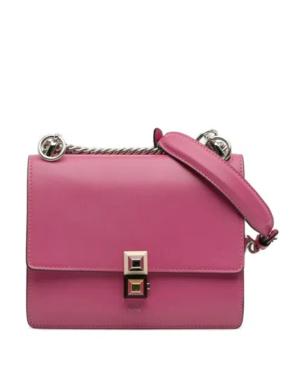 Pre-owned Fendi 2010-2025 Small Leather Kan I Crossbody Bag In Pink