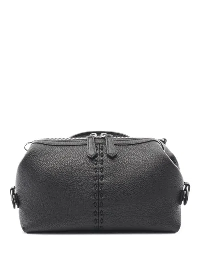 Pre-owned Fendi 2010-2025 Small Leather Selleria Siesta Satchel In Black