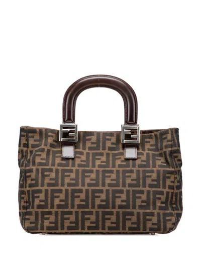 Pre-owned Fendi 2010-2025 Small Zucca Canvas Twins Tote Bag