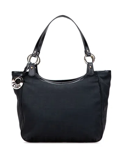 Pre-owned Fendi 2010-2025 Zucca Canvas Chef Tote Bag In Black