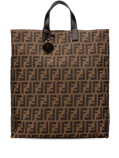 Pre-owned Fendi 2010-2025 Zucca Canvas Shopping Tote Bag