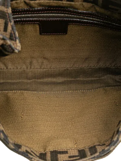 Pre-owned Fendi 2010-2025 Zucca Canvas Shoulder Bag In Brown