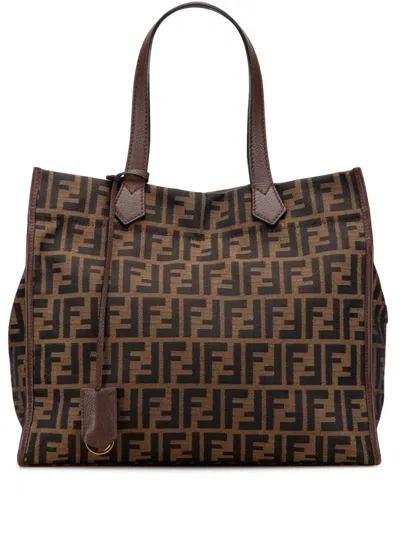 Pre-owned Fendi 2010-2025 Zucca Canvas Tote Bag In Brown