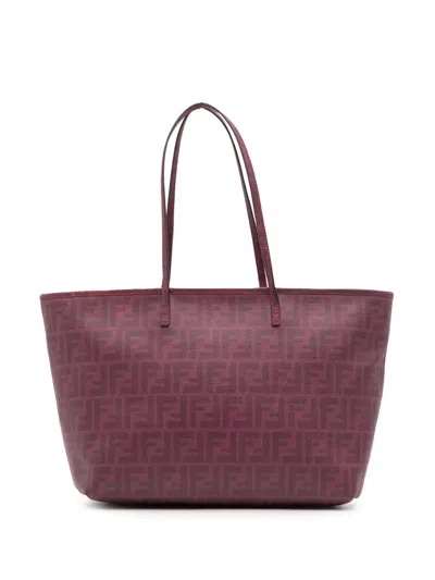 Pre-owned Fendi 2010-2025 Zucca Coated Canvas 1974 Shopping Tote Bag In Purple