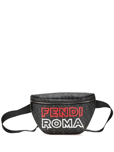 Pre-owned Fendi 2010-2025 Zucca Coated Canvas Logo Belt Bag