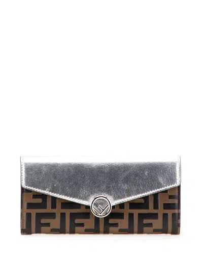 Pre-owned Fendi 2010-2025 Zucca Embossed Leather F Is  Continental Wallet Long Wallets